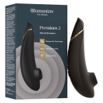 Черный вакуумно-волновой клиторальный стимулятор Womanizer Premium 2 Black WZ212SG9