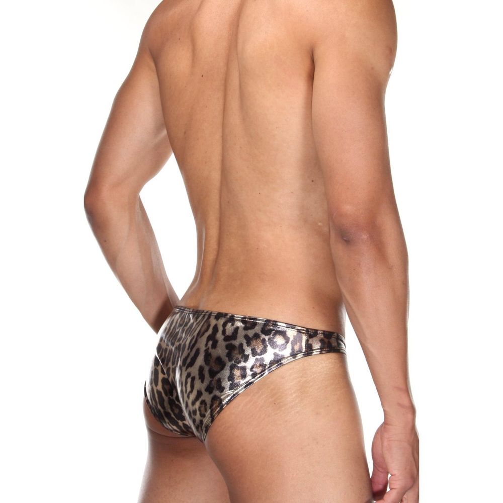 Мужские трусы слипы леопардовые с красными полосками Cosmos Colors DL20_GR