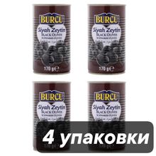 Маслины BURCU черные с косточкой 170 г x 4 шт