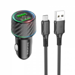 Автомобильный адаптер питания BOROFONE BZ21A Brilliant 36W QC 3.0 + кабель Micro (черный)