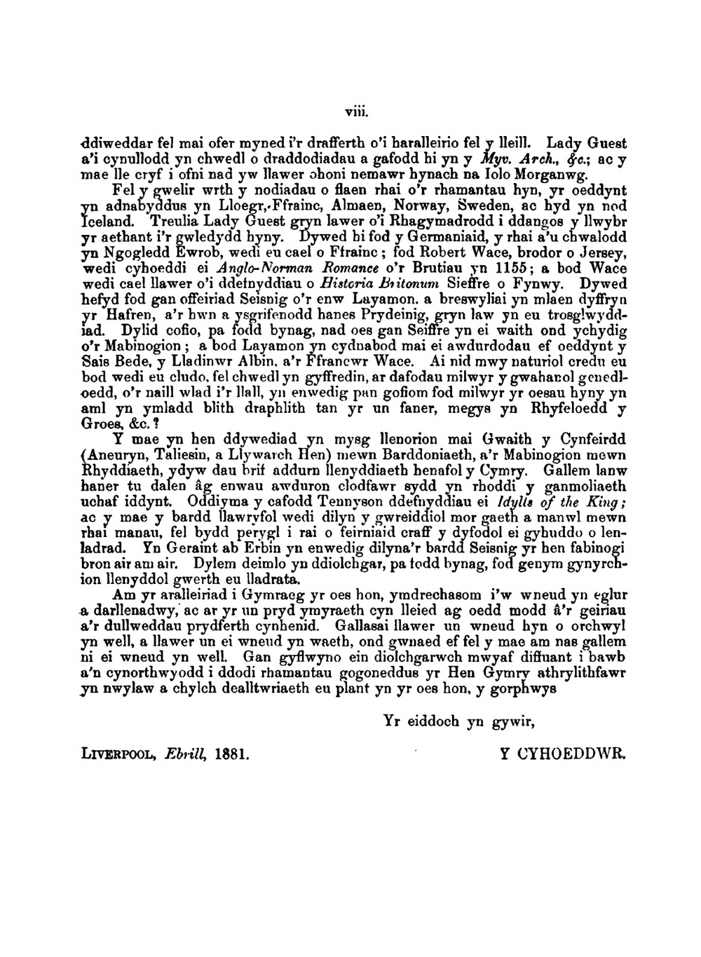 Y Mabinogion Cymreig. Sef, Chwedlau Rhamantus Yr Hen Gymry | Mabinogion