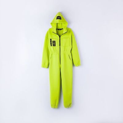 Unisex hooded jumpsuit for teens - LIME