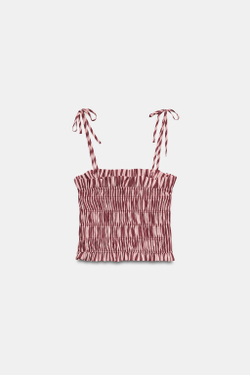 ZARA ТОП НА БРЕТЕЛЯХ СО СБОРКАМИ, ОТТЕНКИ РОЗОВОГО