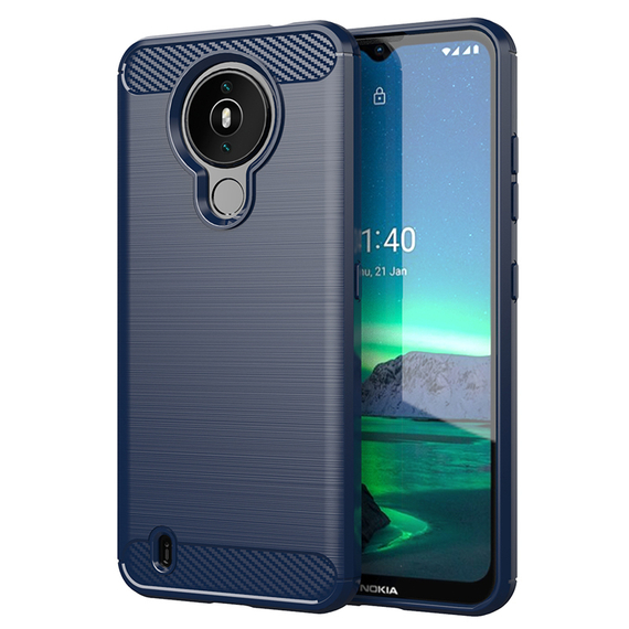 Чехол на телефон Nokia 1.4 с 2021 года в стиле карбон синего цвета, серия Carbon от Caseport