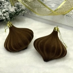 Набор ёлочных украшений VELOUR «Волшебная юла» 8 см (набор 2 шт), Шоколад