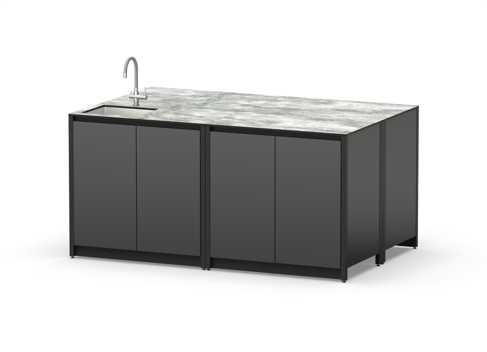 Остров кухонный уличный R-402S, 1.8 м, черный/серый каспий