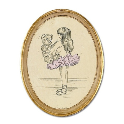 Девочка с мишкой, панно 19х24 см [Арт. S000IE8]