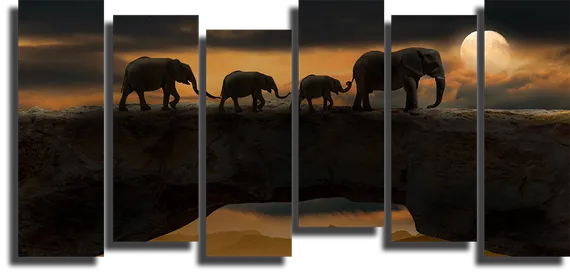 Модульная картина "Африканские слоны"