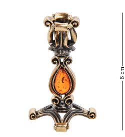Народные промыслы AM-2973 Подсвечник «Капля» (латунь, янтарь)