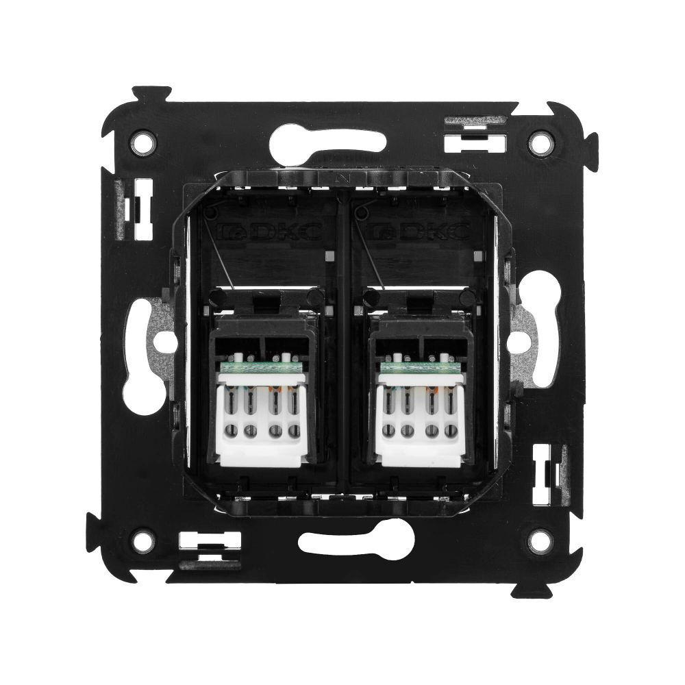 Компьютерная розетка RJ-45 в стену, кат.6А двойная, "Avanti", "Черный матовый"