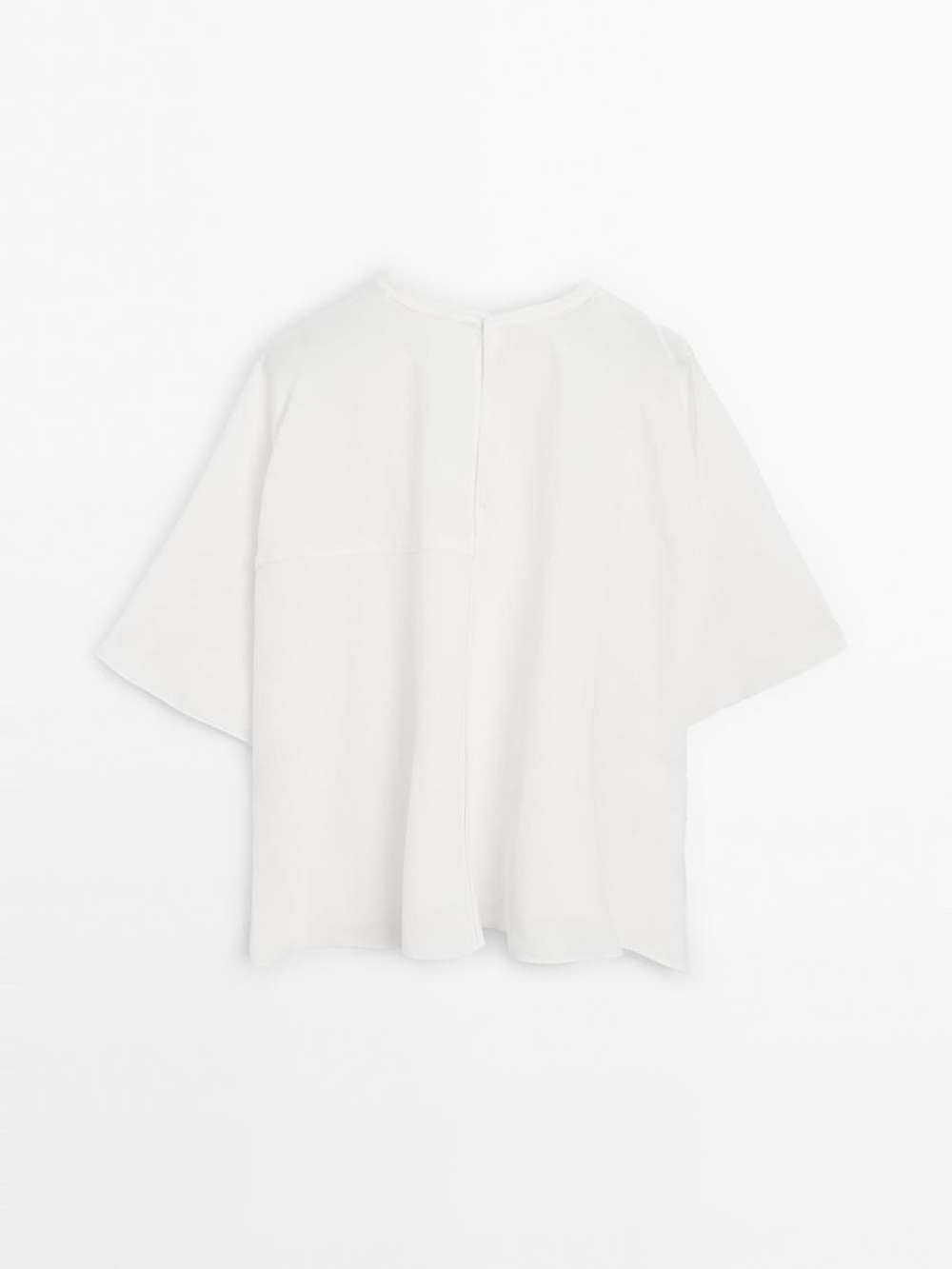 Massimo Dutti Короткая накидка с декоративными швами, белый