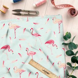 Ткань блэкаут перья фламинго