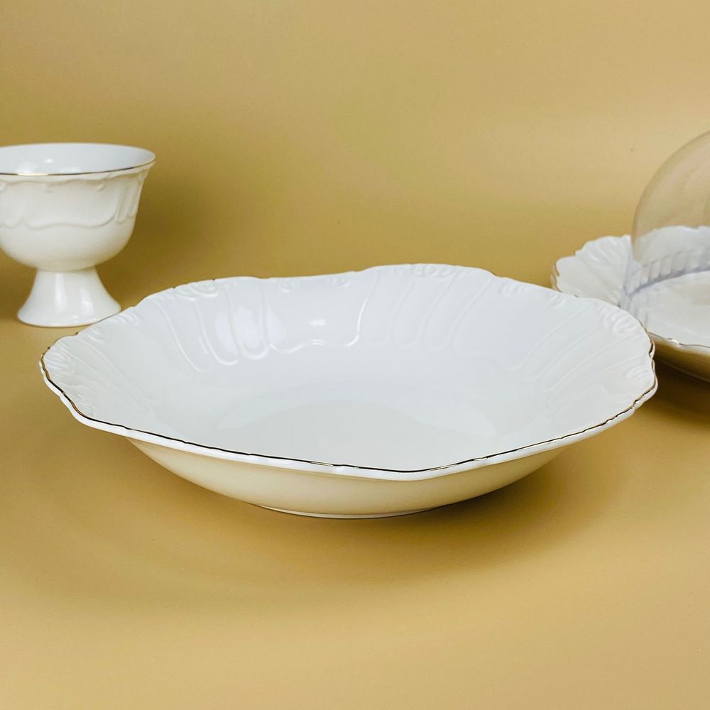 Lenardi 109-256 Круглое глубокое блюдо 26х5,5см КРОКУС ЗОЛОТО в под.уп.(х8)Фарфор