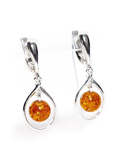 Серьги с натуральным янтарем