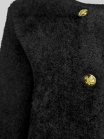 Кардиган 641 пушистый однотонный на золотых пуговицах