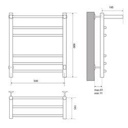 Электрический полотенцесушитель MELODIA Shelf Ferrum 50/60 П5 (MTRSEF5060bk) CУХОЙ ТЭН 93 Вт