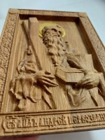 Освященная Икона Андрея Первозванного 14х19см резная дуб