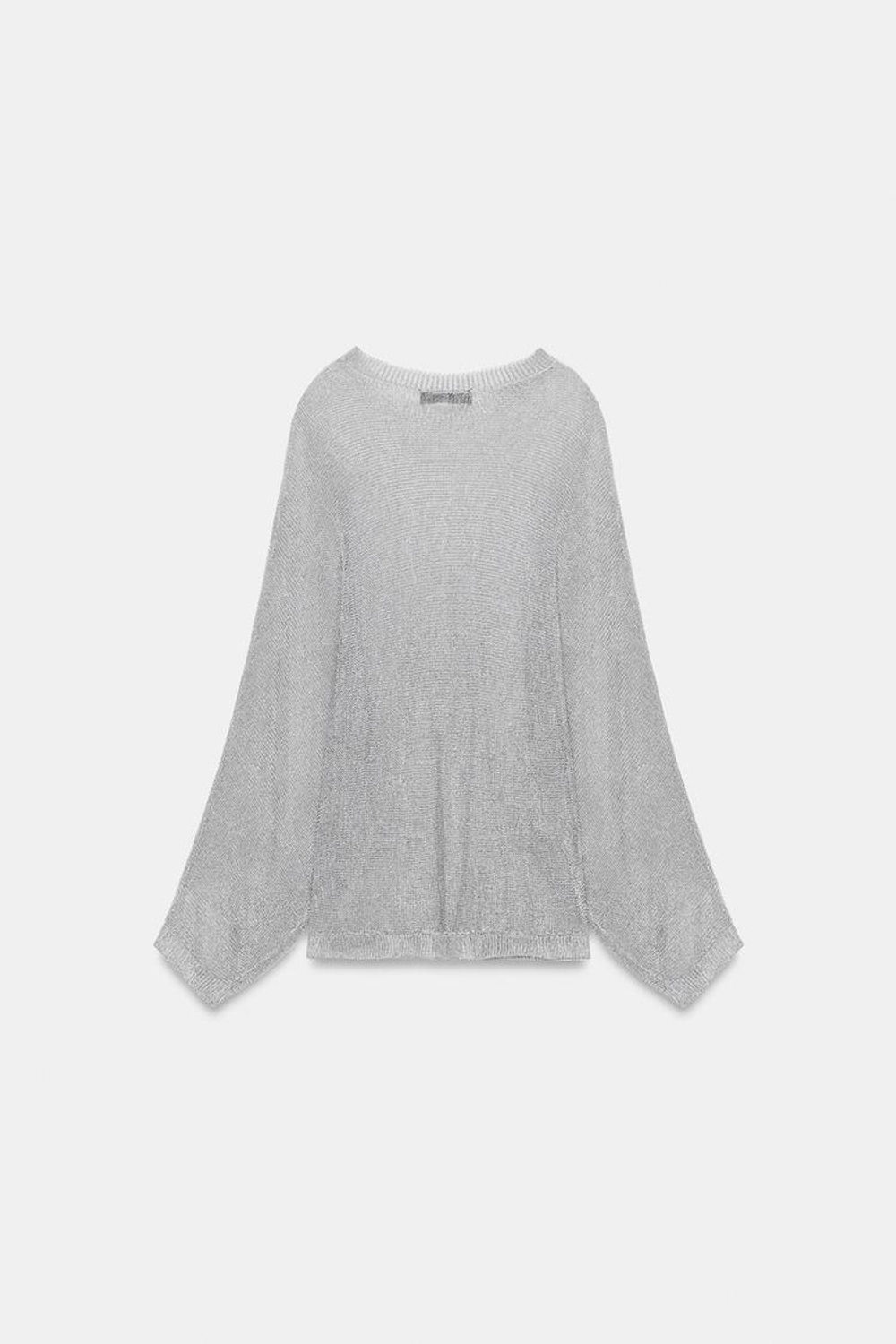 ZARA СВИТЕР С МЕТАЛЛИЗИРОВАННОЙ НИТЬЮ, СЕРЕБРИСТЫЙ