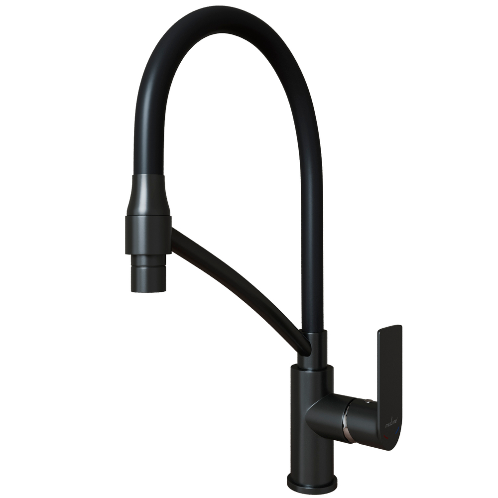 Смеситель для кухни 35k MIXLINE ML33-108GR"City Graphite" гибкий излив с фикс.бок.ручка б/отв ГРАФИТ