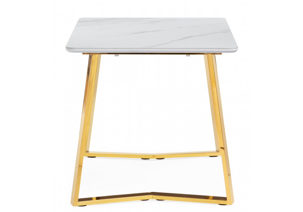Керамический стол Woodville Селена 1 160х90х77 белый мрамор, золото