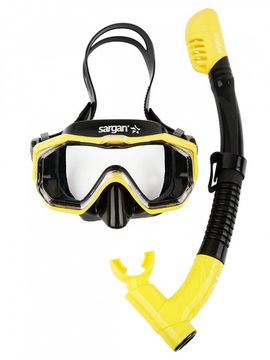Набор детский маска+трубка в сумке Sargan Панорама-А kids черный/желтый