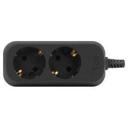 Колодка ЭРА KX-2e-B 2 розетки с зазeмлением черная