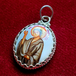 Икона с финифтью святая Мария кулон ручная роспись