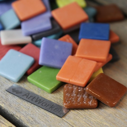 Стеклянная мозаика разных цветов Flory24 Mix, 24х24х5 мм, 600 гр