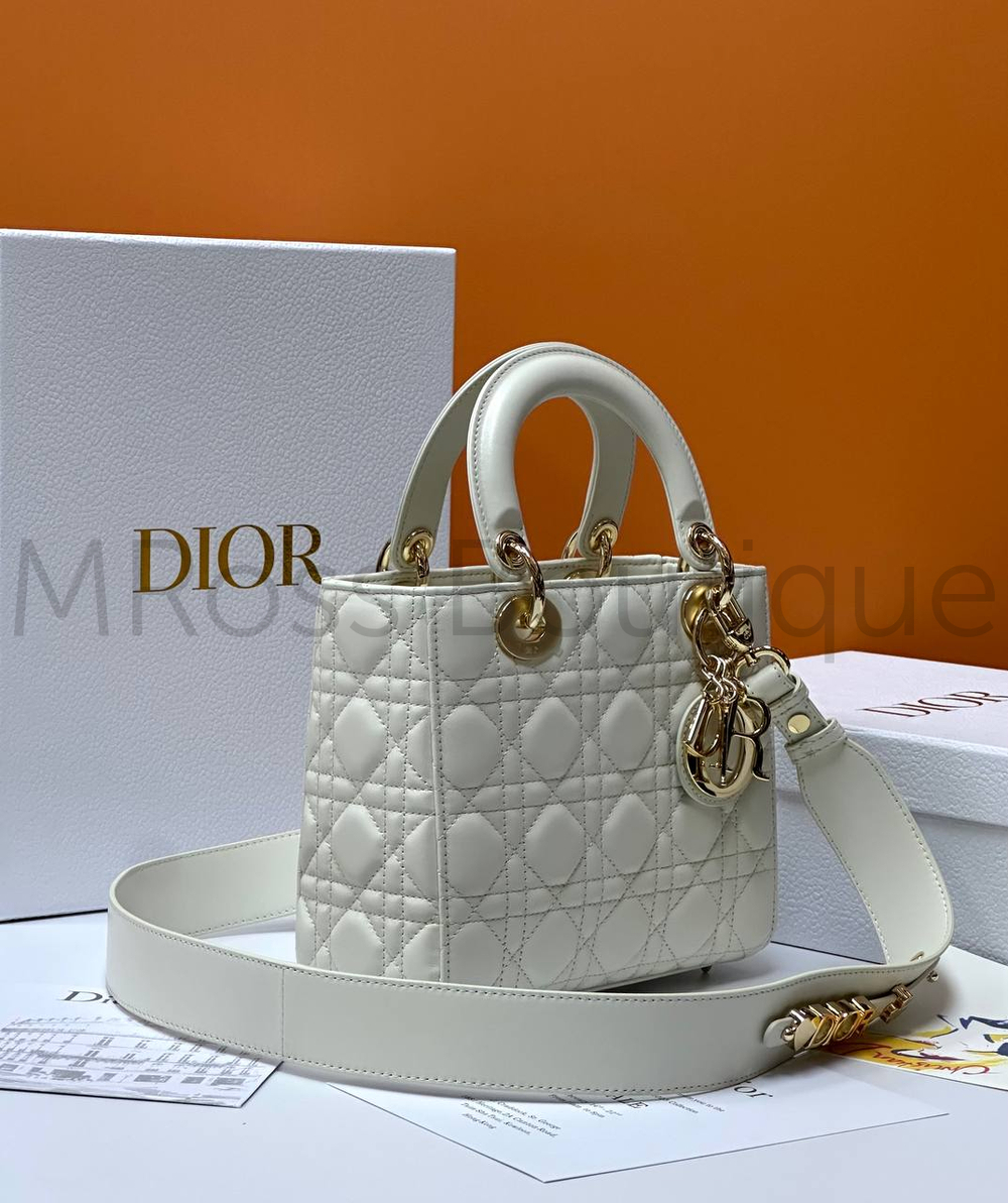Женская сумка Lady Dior My ABC квадратная белого цвета