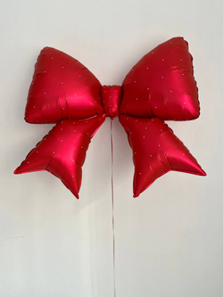 Бант красный со стразами/жемчуг №3855