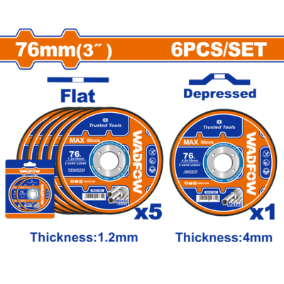 Набор дисков абразивных 76 мм 6 шт (20/80) WADFOW WAC2L06