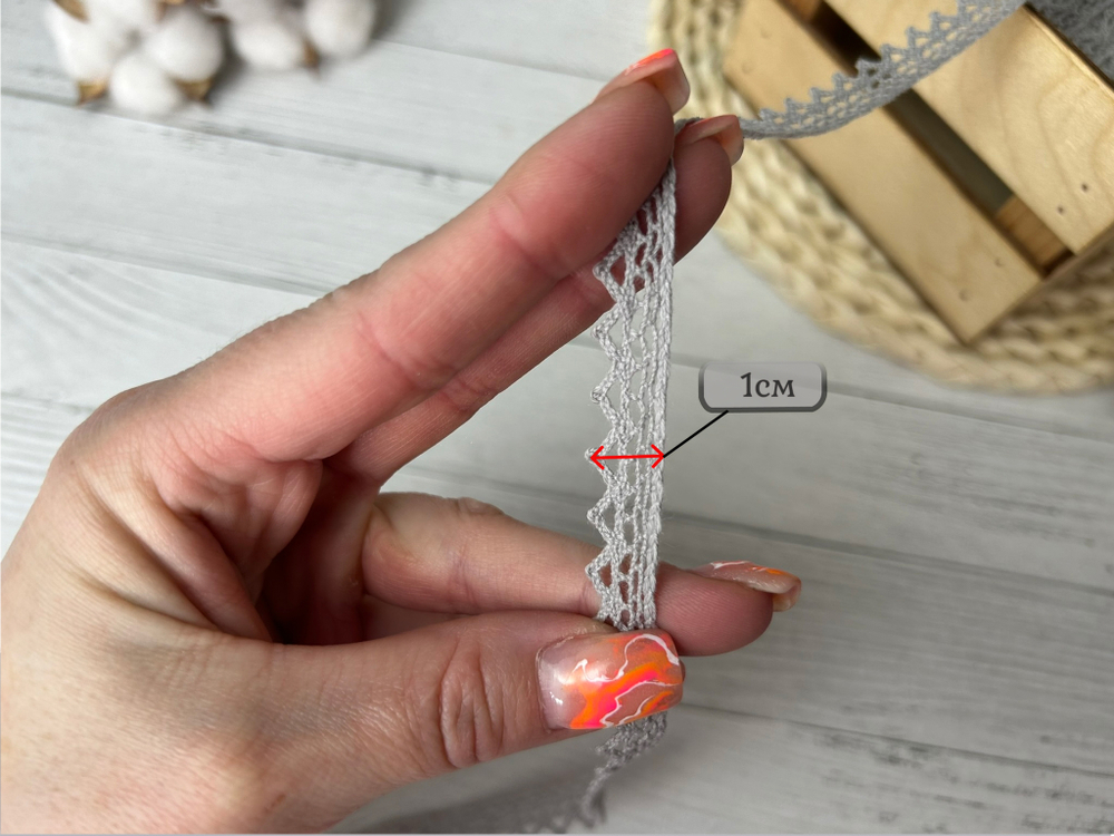 Кружево ВЯЗАНОЕ св. серое 10 мм