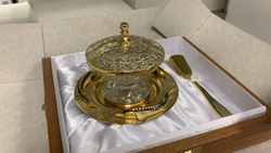 Икорница "Стерлядки" хрустальная чаша с крышечкой