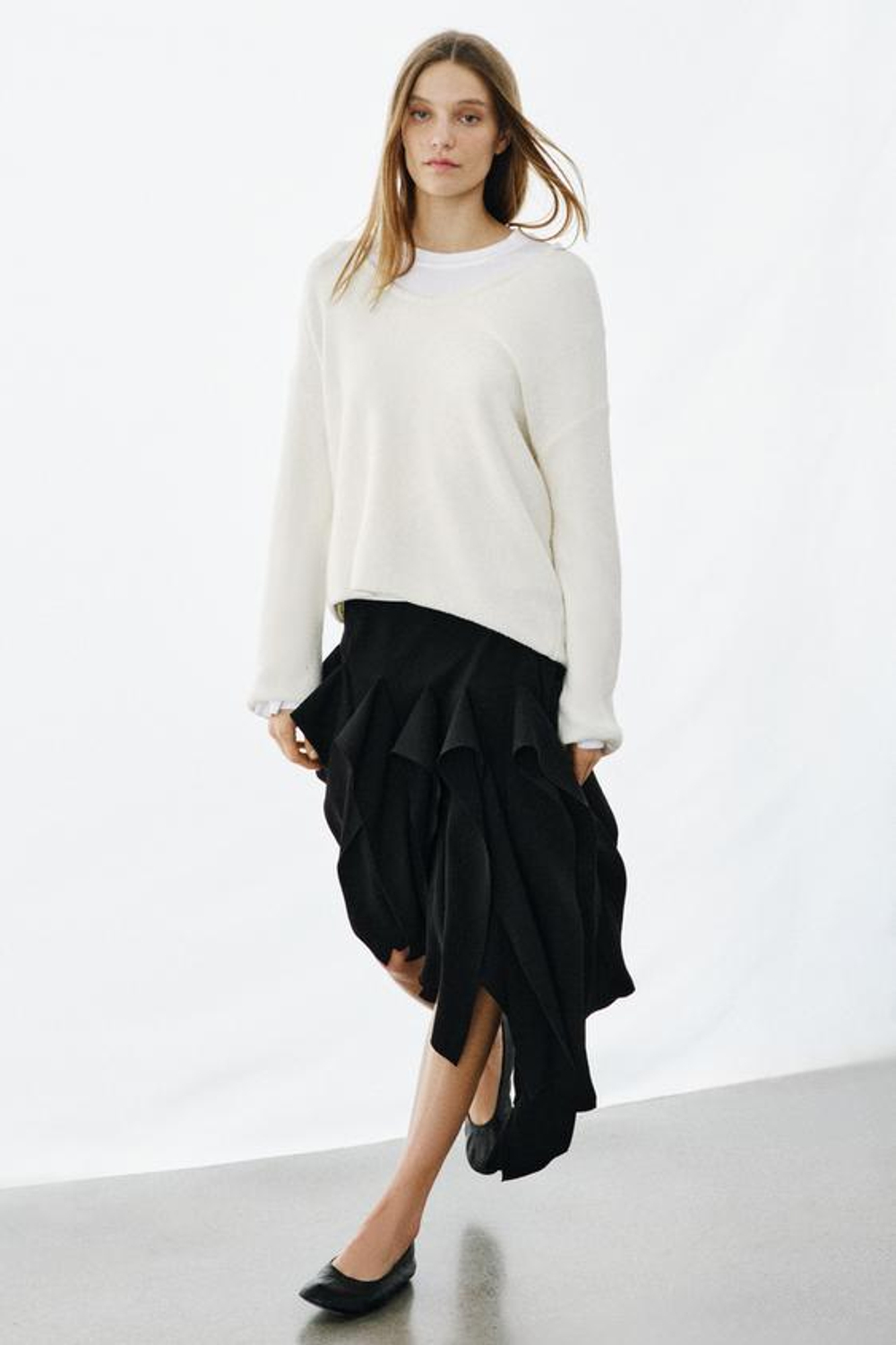 ZARA ЮБКА АСИММЕТРИЧНОГО КРОЯ — ZW COLLECTION, ЧЕРНЫЙ