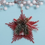 Подвеска елочная БЛЕСК «Снежинка лучистая» 13*14 см, Красный