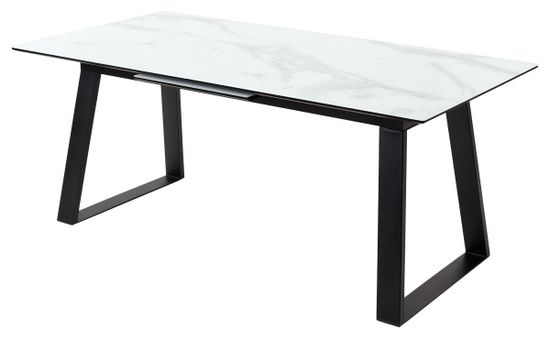 Стол Франк 180 БЕЛЫЙ МРАМОР, стекло / ЧЕРНЫЙ