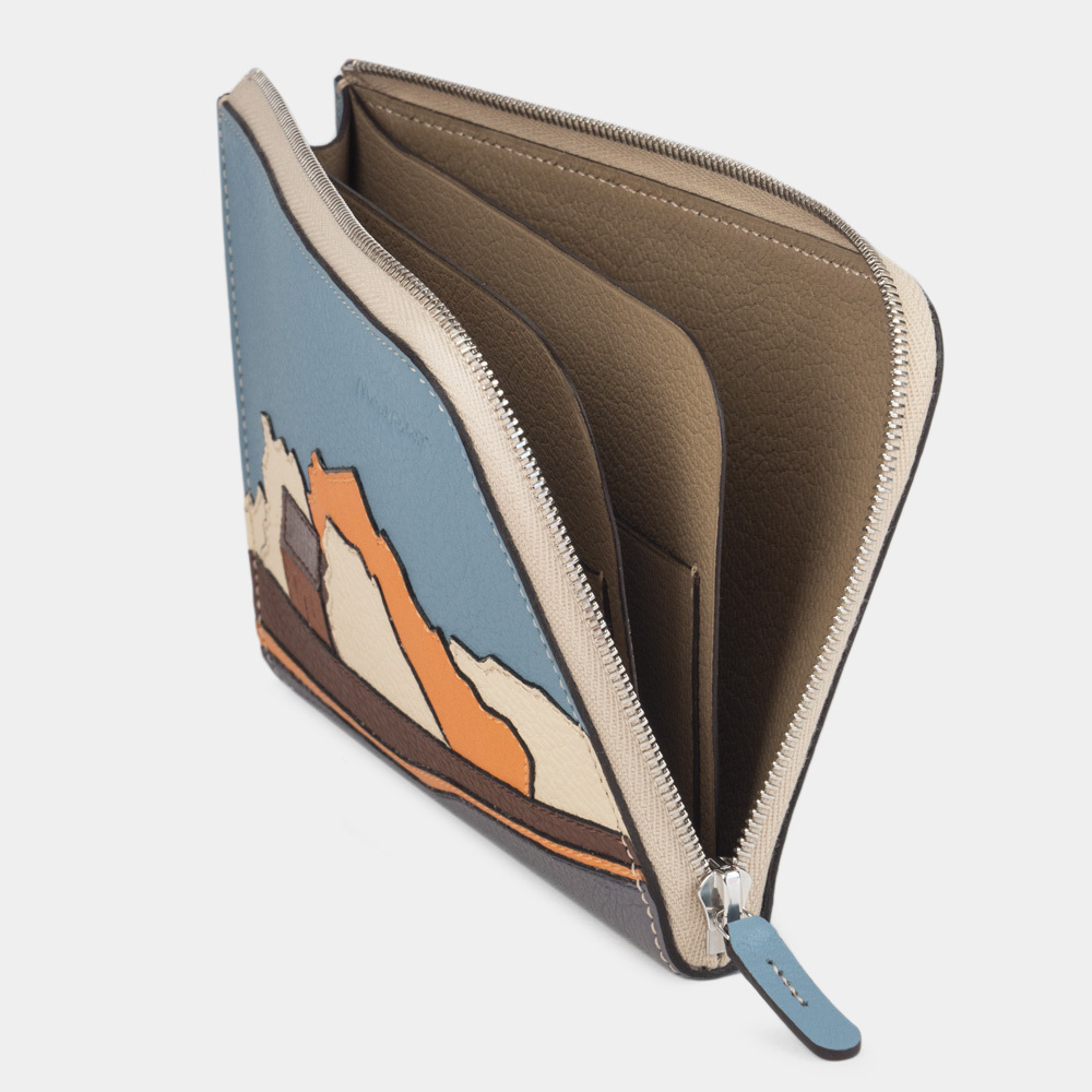 Кошелек Pont Aven из кожи теленка, голубого цвета с аппликацией