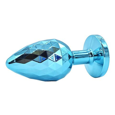 Голубая алюминиевая текстурная анальная пробка - 7,5 см. (Цвет: голубой)