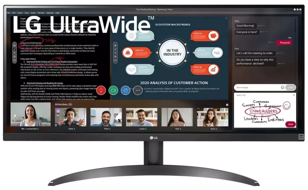 Монитор LG 29" UltraWide 29WP500-B 2560x1080 IPS LED 75Гц 5ms FreeSync HDMI USB