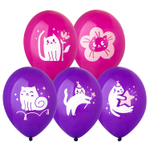 Шар латексный 35см С ДР! Котики милые (Ассорти)