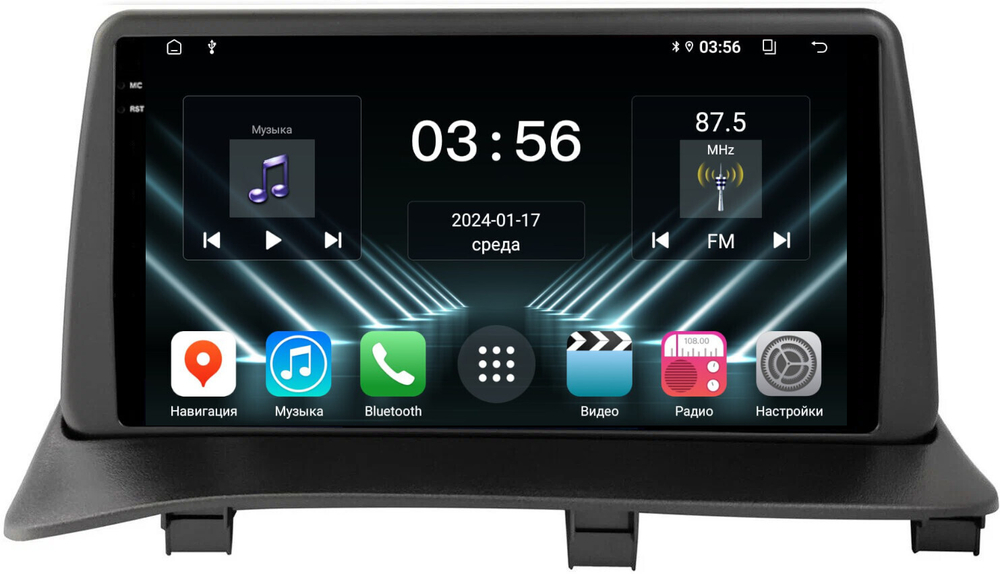 Магнитола для Mitsubishi Delica 4 1994-2007 (взамен верхнего бардачка) - FarCar DX9-9664 монитор 9.5" IPS на Android 13, 4+64Гб, CarPlay