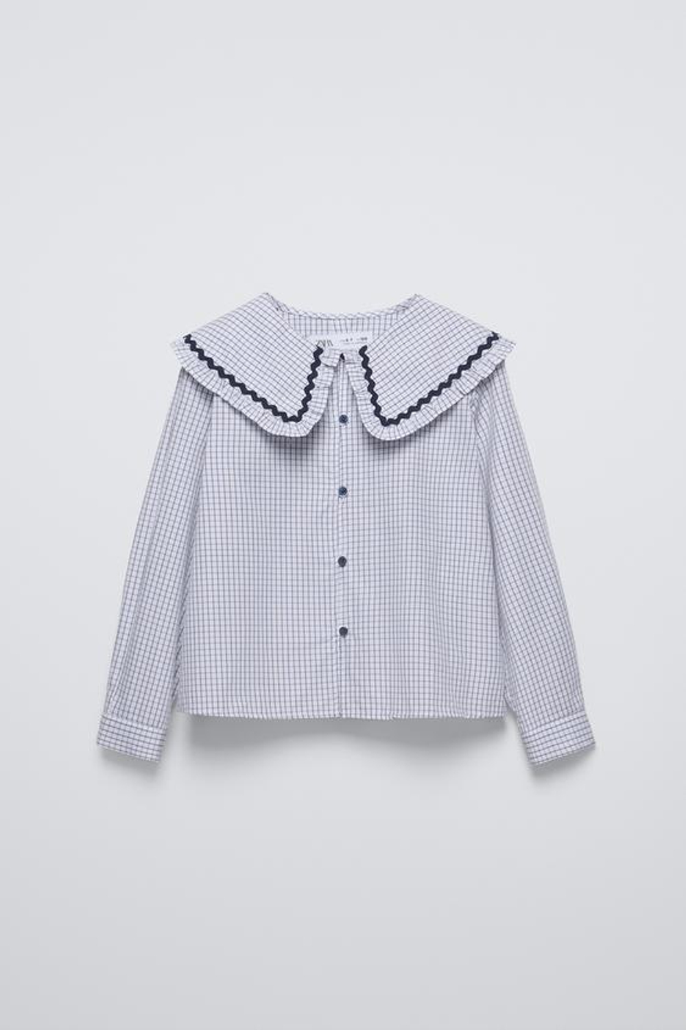 ZARA РУБАШКА В КЛЕТКУ, ЭКРЮ/СИНИЙ