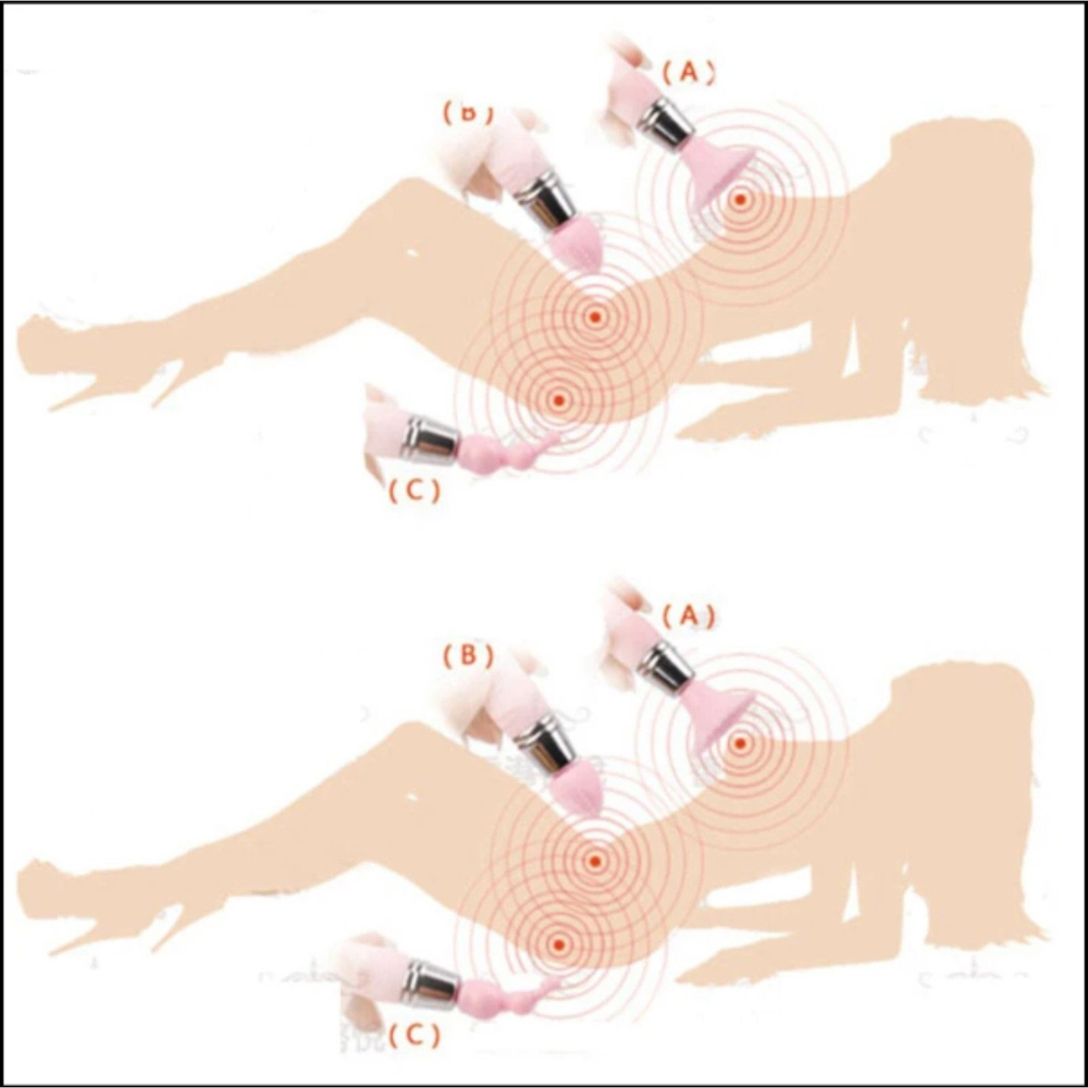 Белый вибратор-брелок с 3 сменными насадками