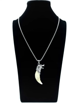 Крупная подвеска Волчий Клык на длинной цепочке