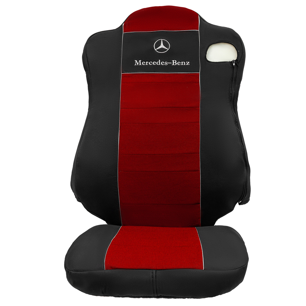 Чехлы Mercedes Actros MP4 (полиэфир, черный, красная вставка)