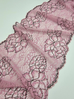 Кружево эластичное пыльная роза/чёрный К646