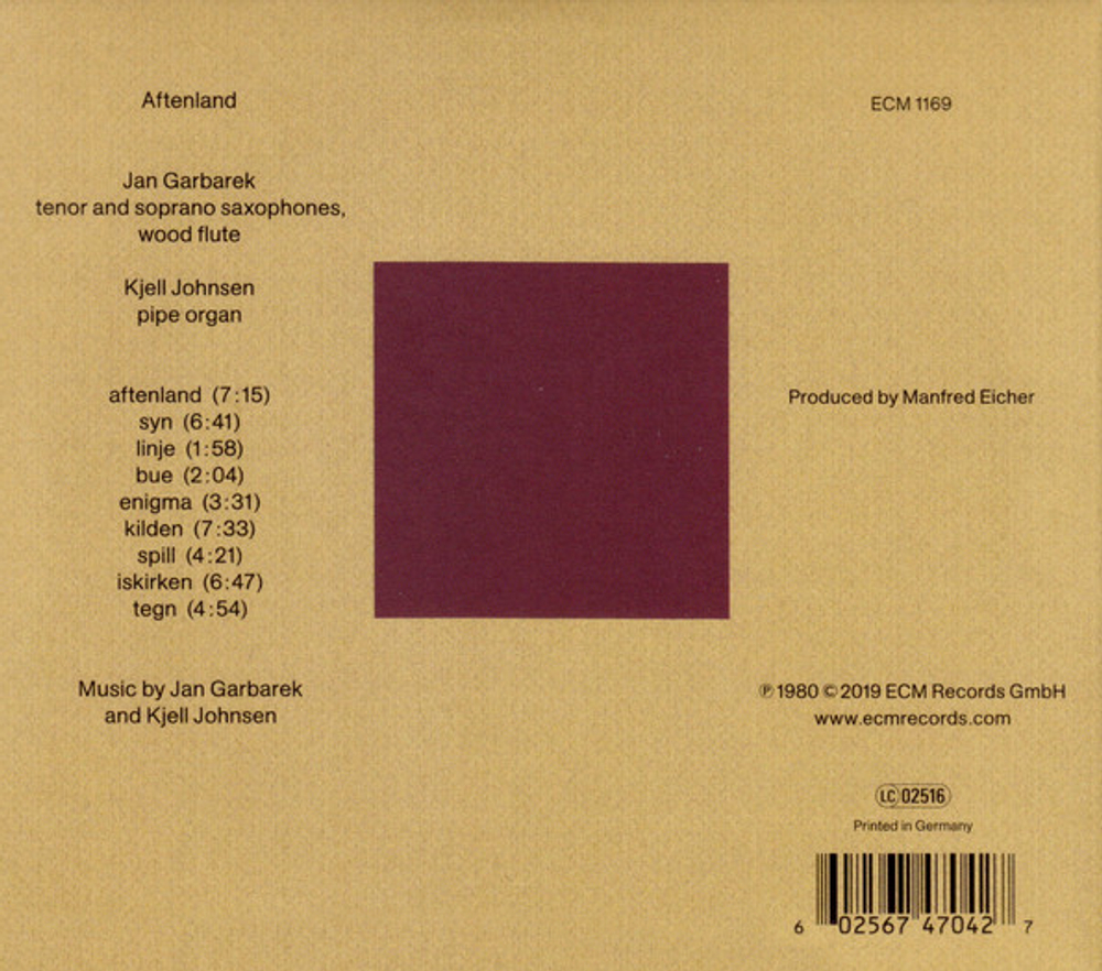 Jan Garbarek, Kjell Johnsen / Aftenland (CD)
