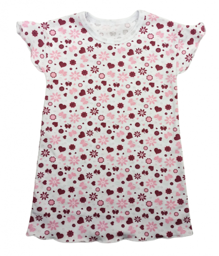 Сорочка (6051/2) цветы, сердца бордо