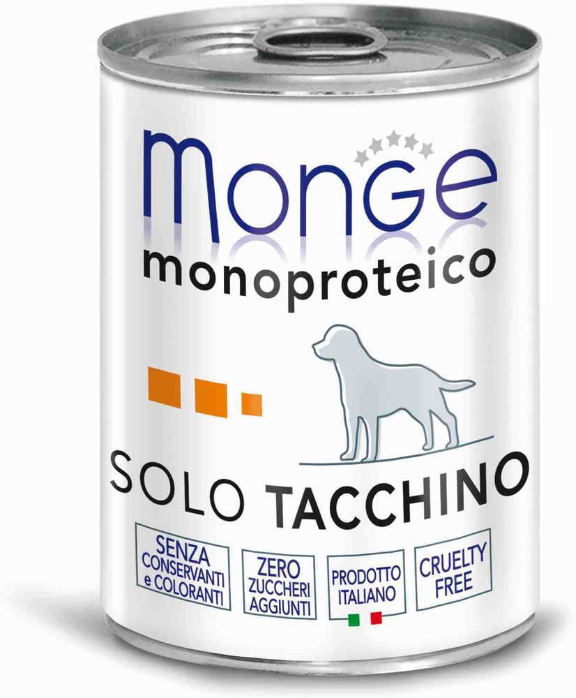 Влажный корм Monge Dog Monoprotein для собак, паштет из индейки, банка 400 г