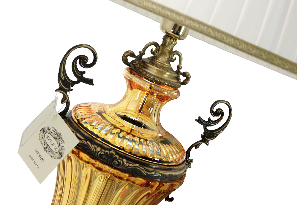 Olympus Brass Лампа настольная из венецианского стекла на бронзовом основании с абажуром